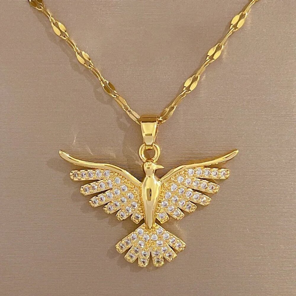 Gold Phoenix Rising Necklace - Picture 3 of 6